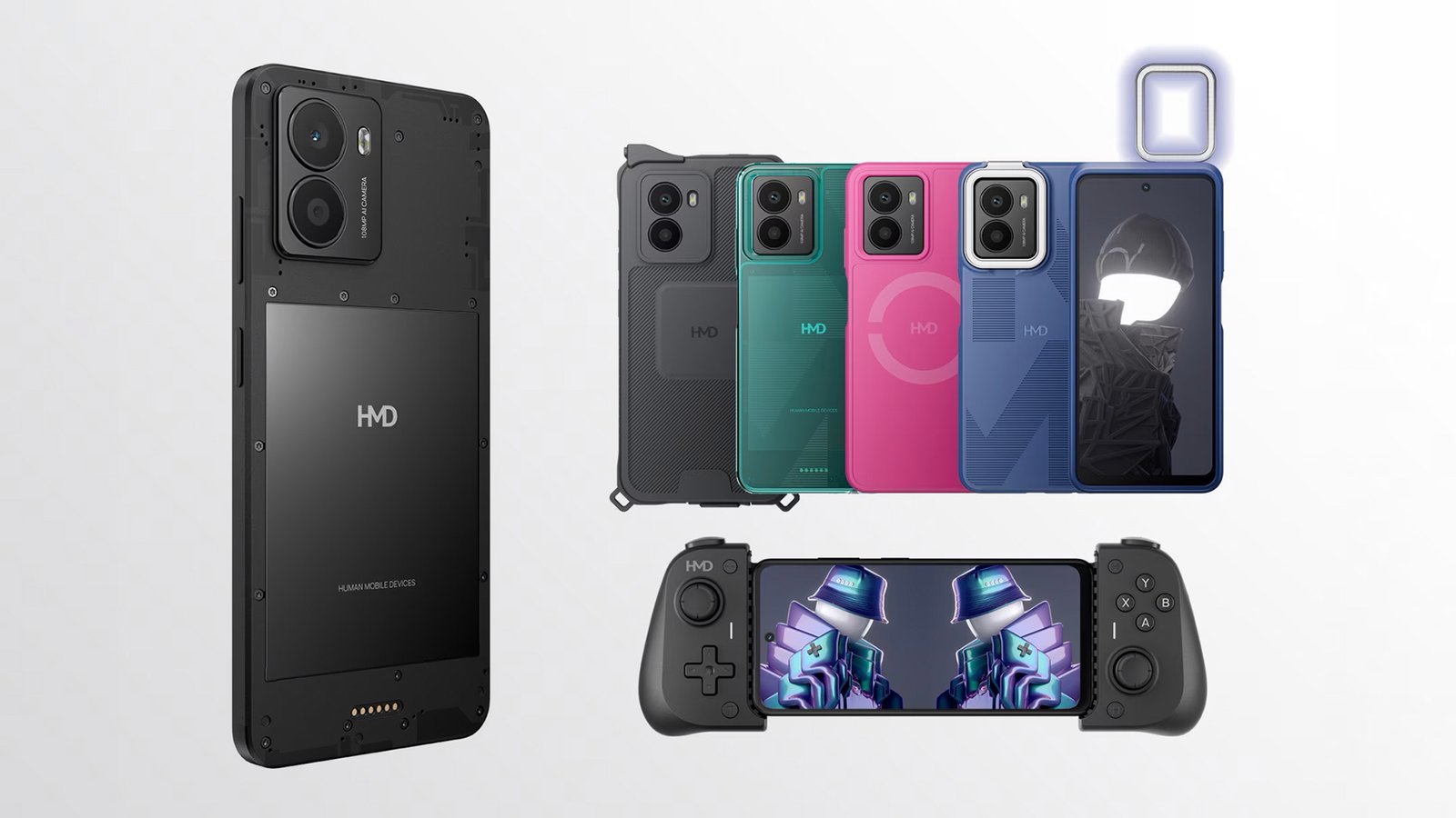 Product shot of HMD Fusion with Smart Outfit covers